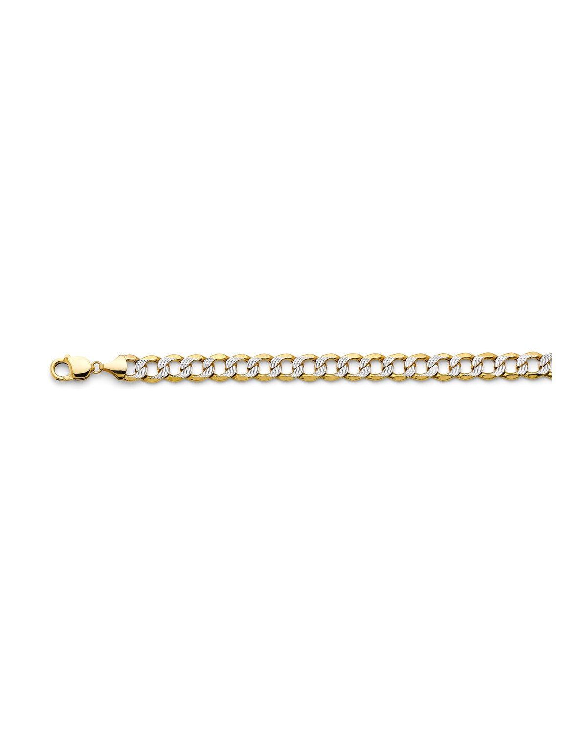 14K Two-Tone Gold 2T 10.8mm Hollow Bevelled Curb WP Chain (CH-0661)