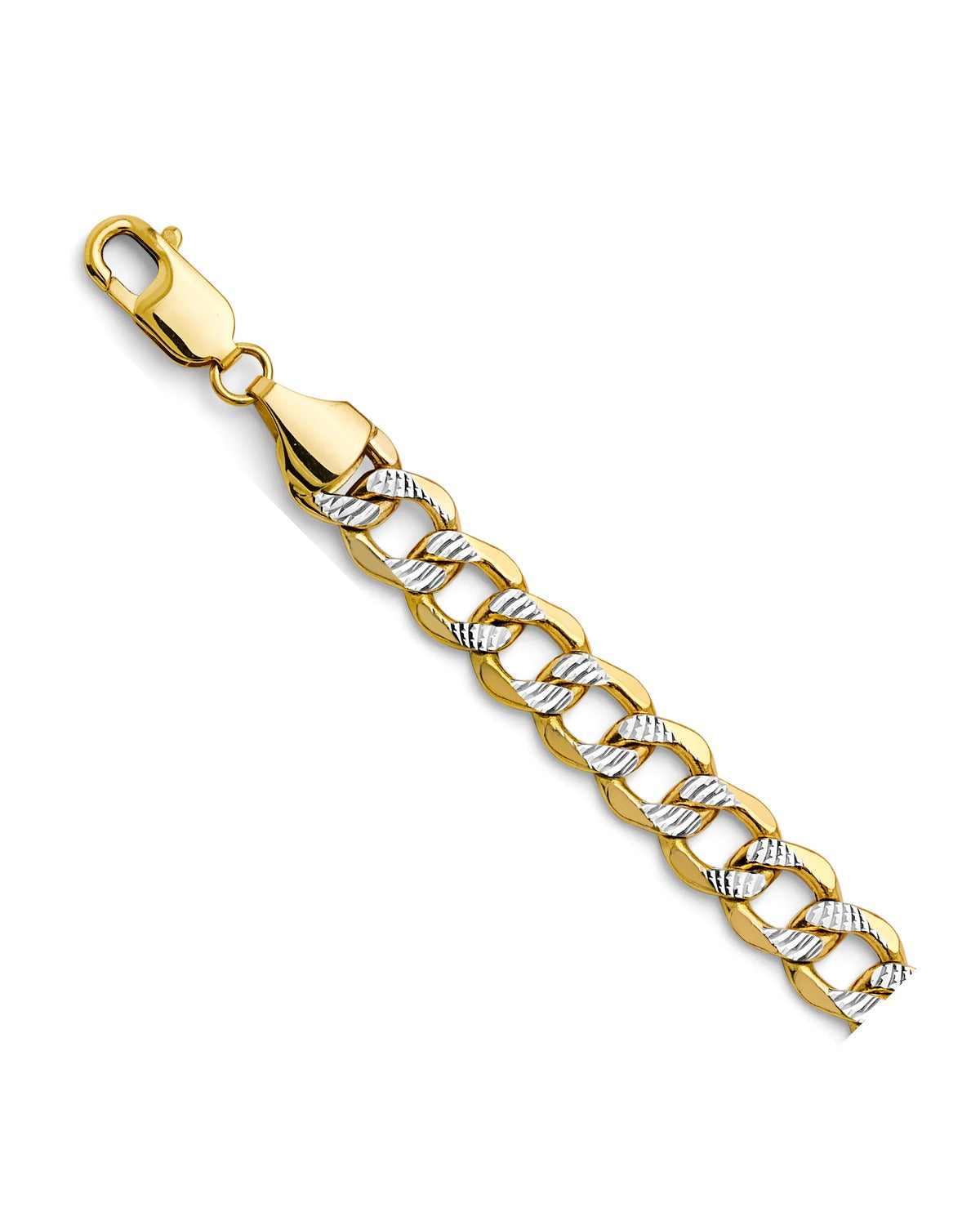 14K Two-Tone Gold 2T 8.9mm Hollow Bevelled Curb WP Chain (CH-0662)