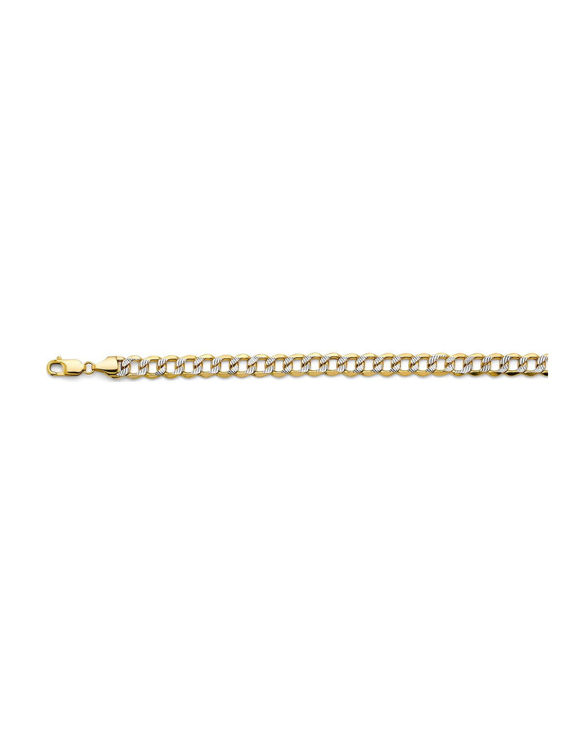 14K Two-Tone Gold 2T 8.9mm Hollow Bevelled Curb WP Chain (CH-0662)