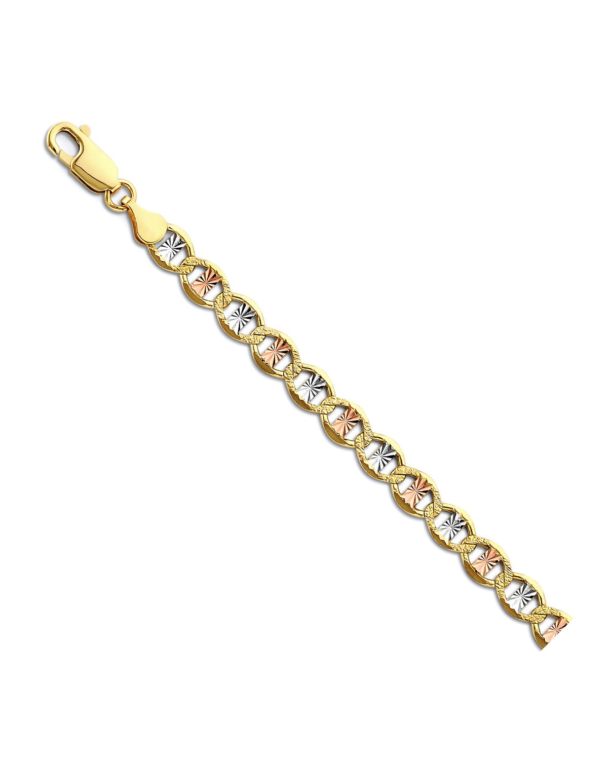 14K Tri-Color Gold 3C 5.4mm Flat Mariner Star DC Chain (CH-0667)