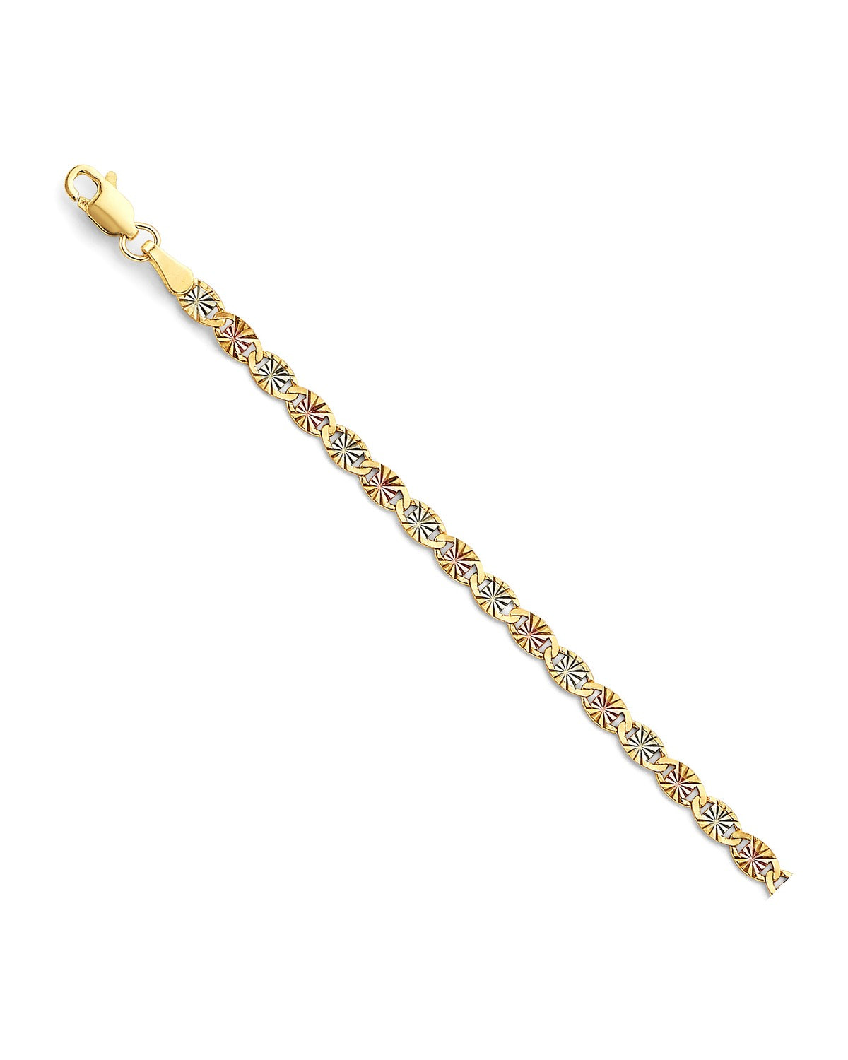 14K Tri-Color Gold 3C 3.1mm Flat Valentino Star DC Chain (CH-0670)