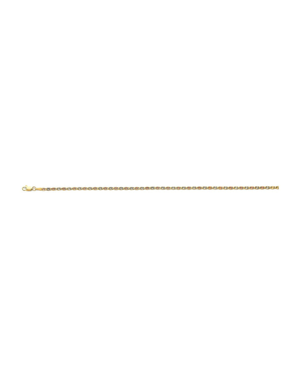 14K Tri-Color Gold 3C 2.3mm Flat Valentino Star DC Chain (CH-0671)