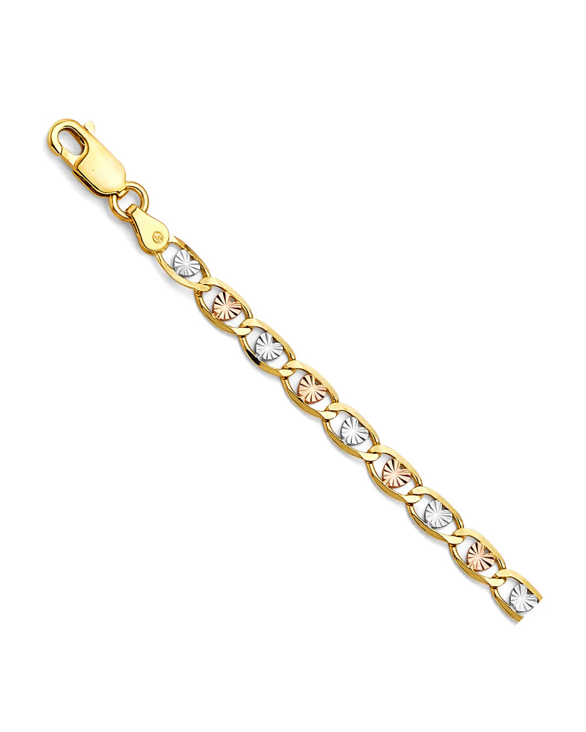 14K Tri-Color Gold 3C 4.2mm Heart Valentino Star DC Chain (CH-0672)