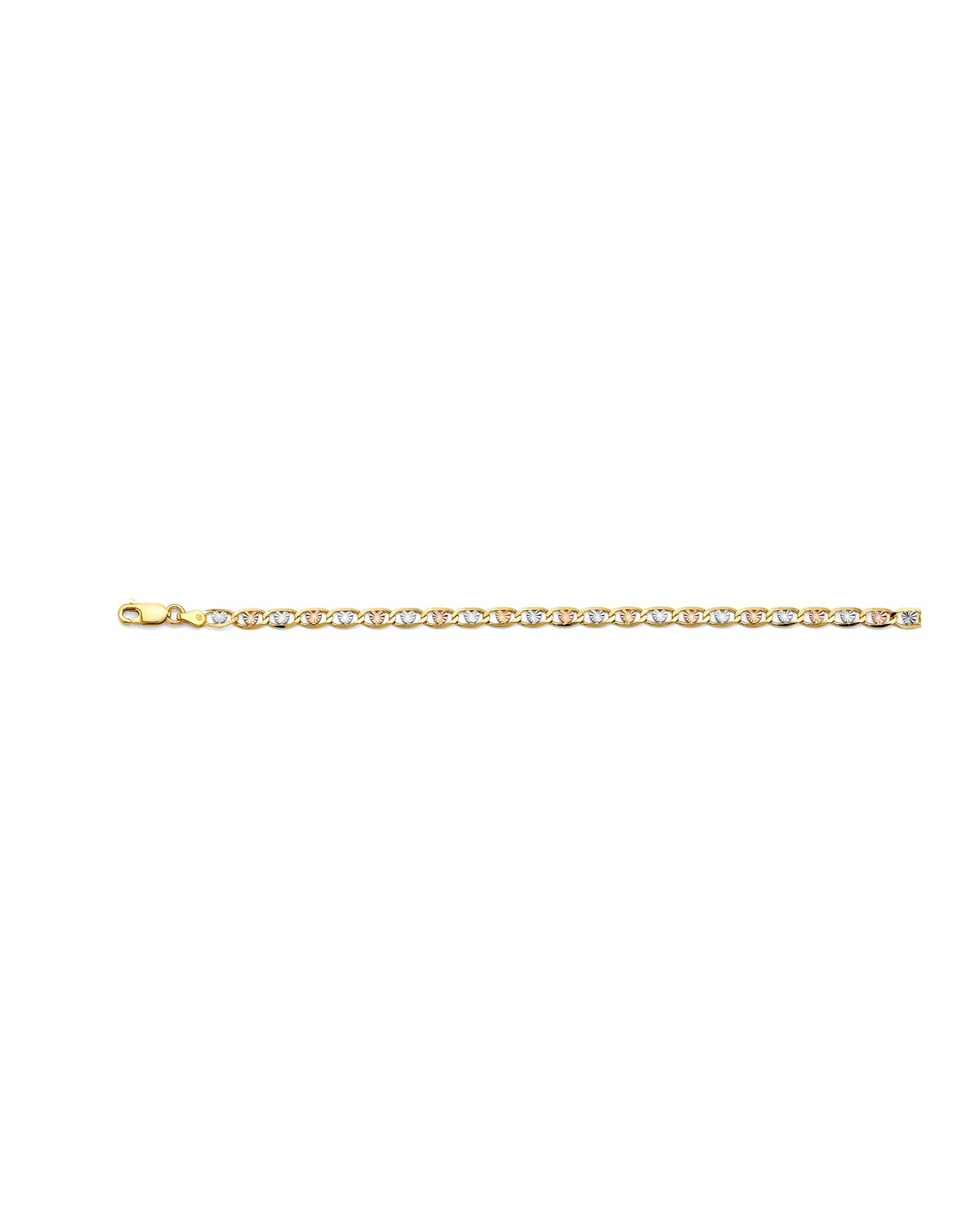 14K Tri-Color Gold 3C 4.2mm Heart Valentino Star DC Chain (CH-0672)