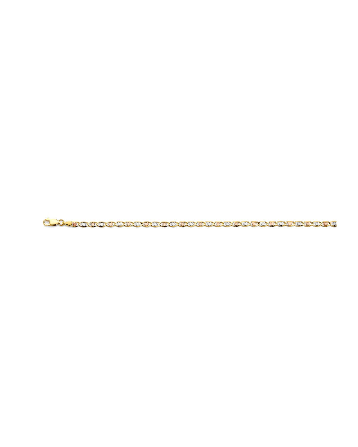 14K Tri-Color Gold 3C 3.2mm Heart Valentino Star DC Chain (CH-0673)