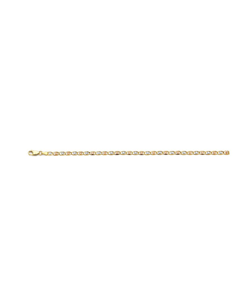 14K Tri-Color Gold 3C 3.2mm Flower Valentino Star DC Chain (CH-0674)