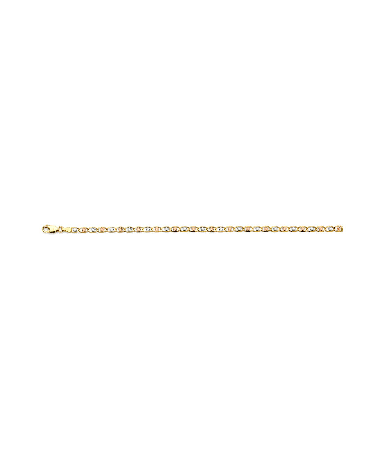 14K Tri-Color Gold 3C 3.2mm Flower Valentino Star DC Chain (CH-0674)