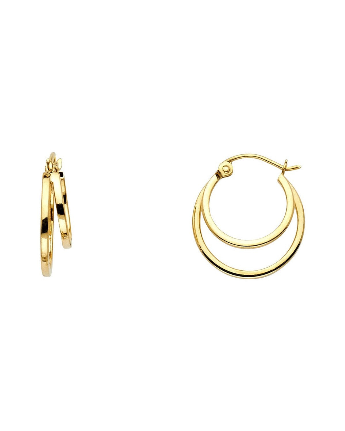 14K Two-Tone Gold 2 Line Hollow Hoop Earrings (18mm) (ER-0016)
