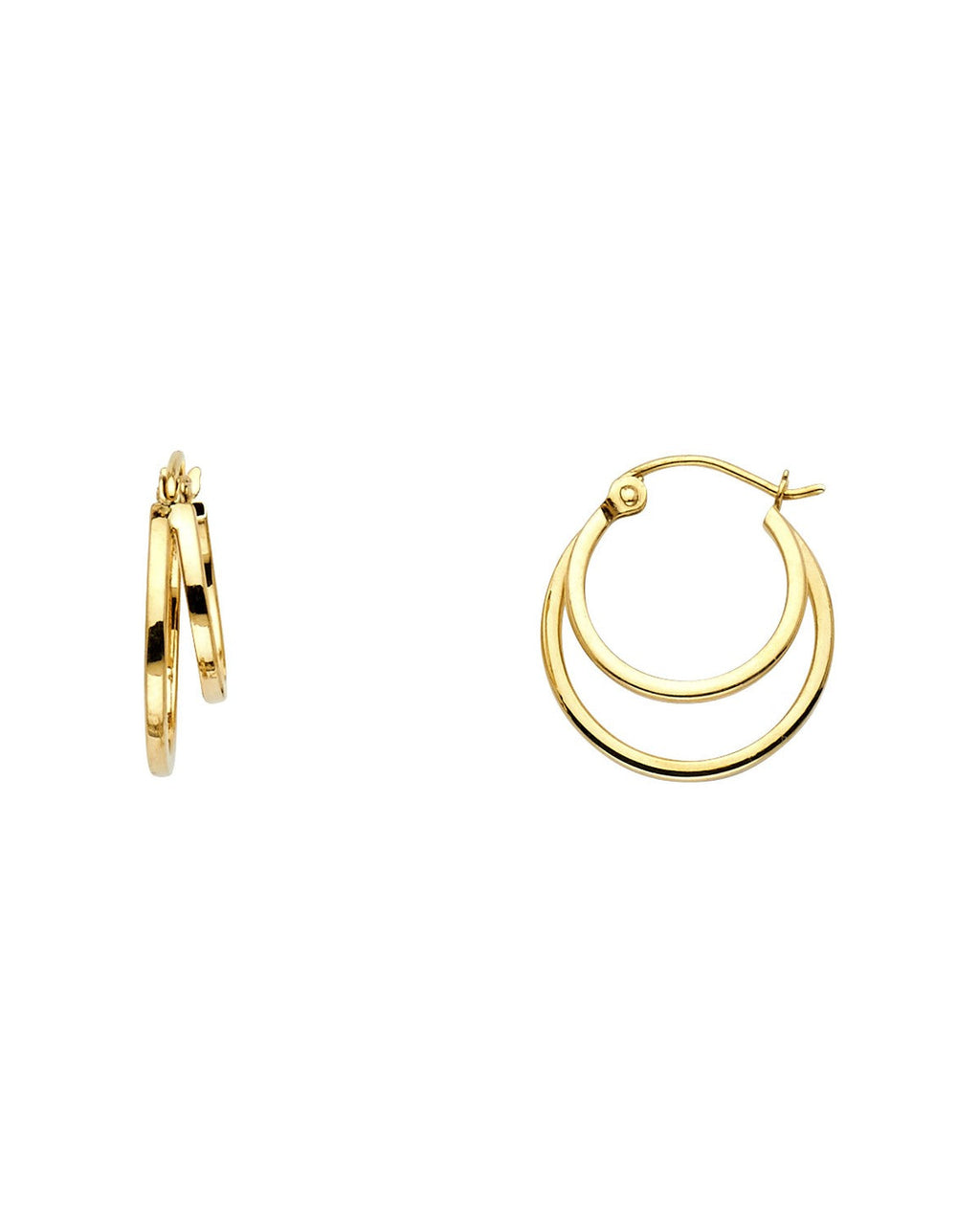 14K Two-Tone Gold 2 Line Hollow Hoop Earrings (18mm) (ER-0016)