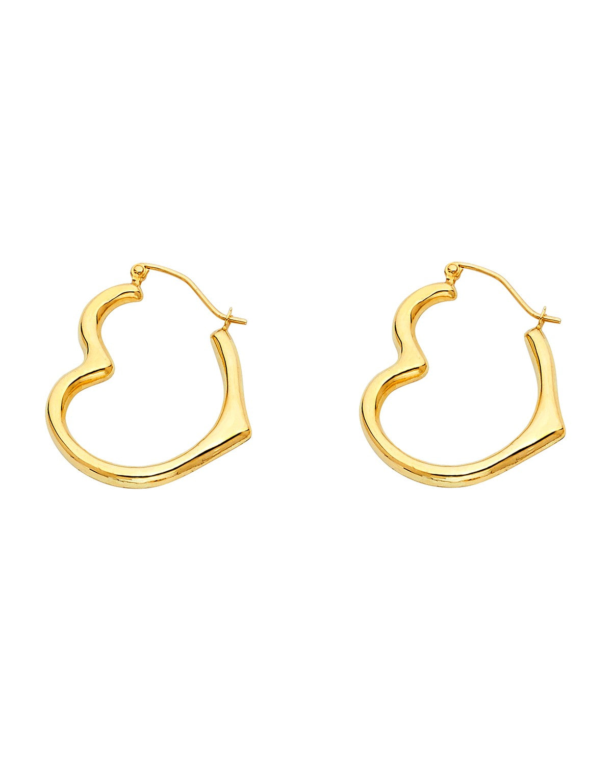 14K Yellow Gold Hollow Heart Earrings (BIG) (ER-0018)