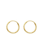 14K Yellow Gold Budded DC 1.5mm Round Tube Hoop Earrings (14mm) (ER-0032)