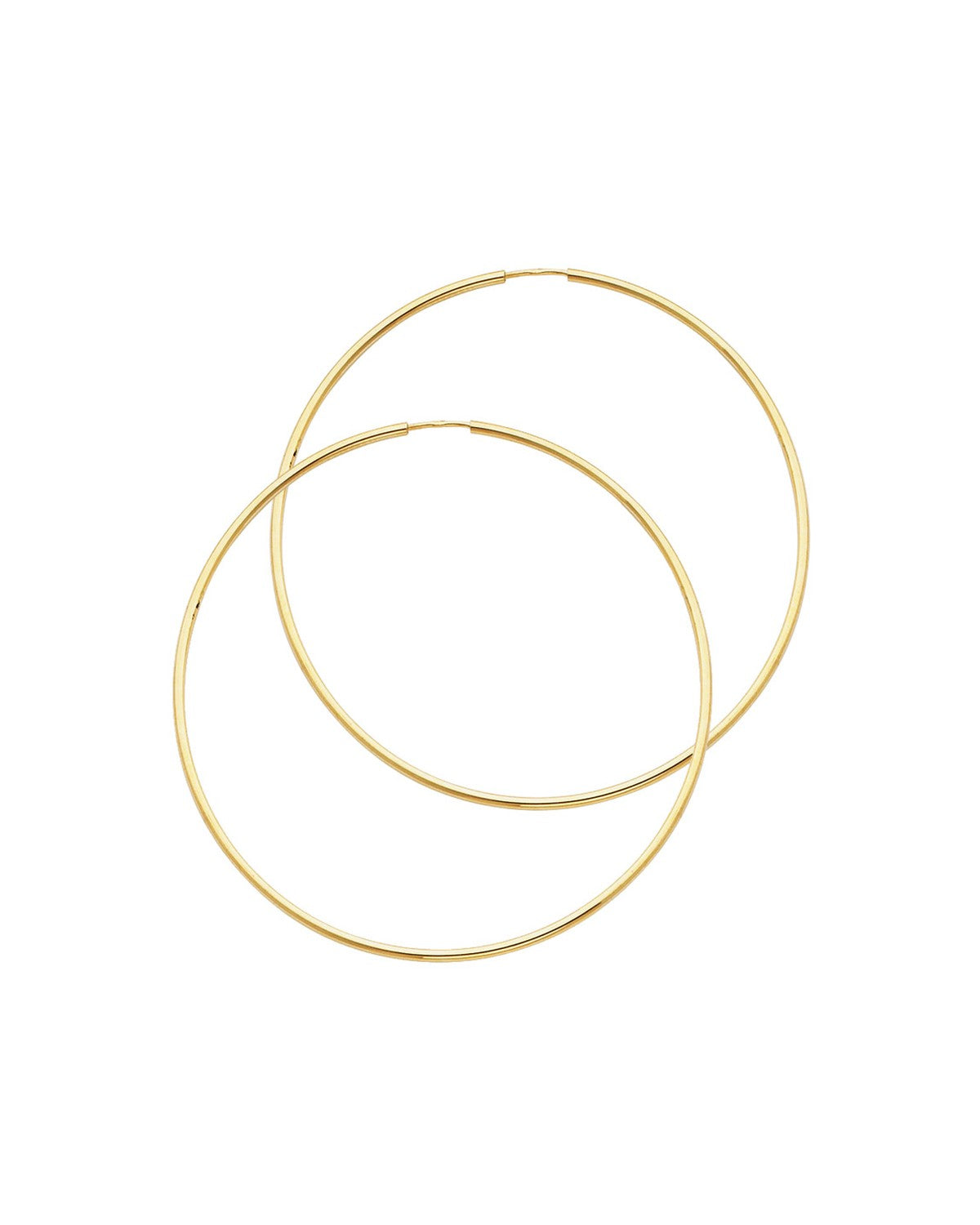 14K Yellow Gold 1.5mm Round Tube Polished Endless Hoop Earrings (45mm) (ER-0118)