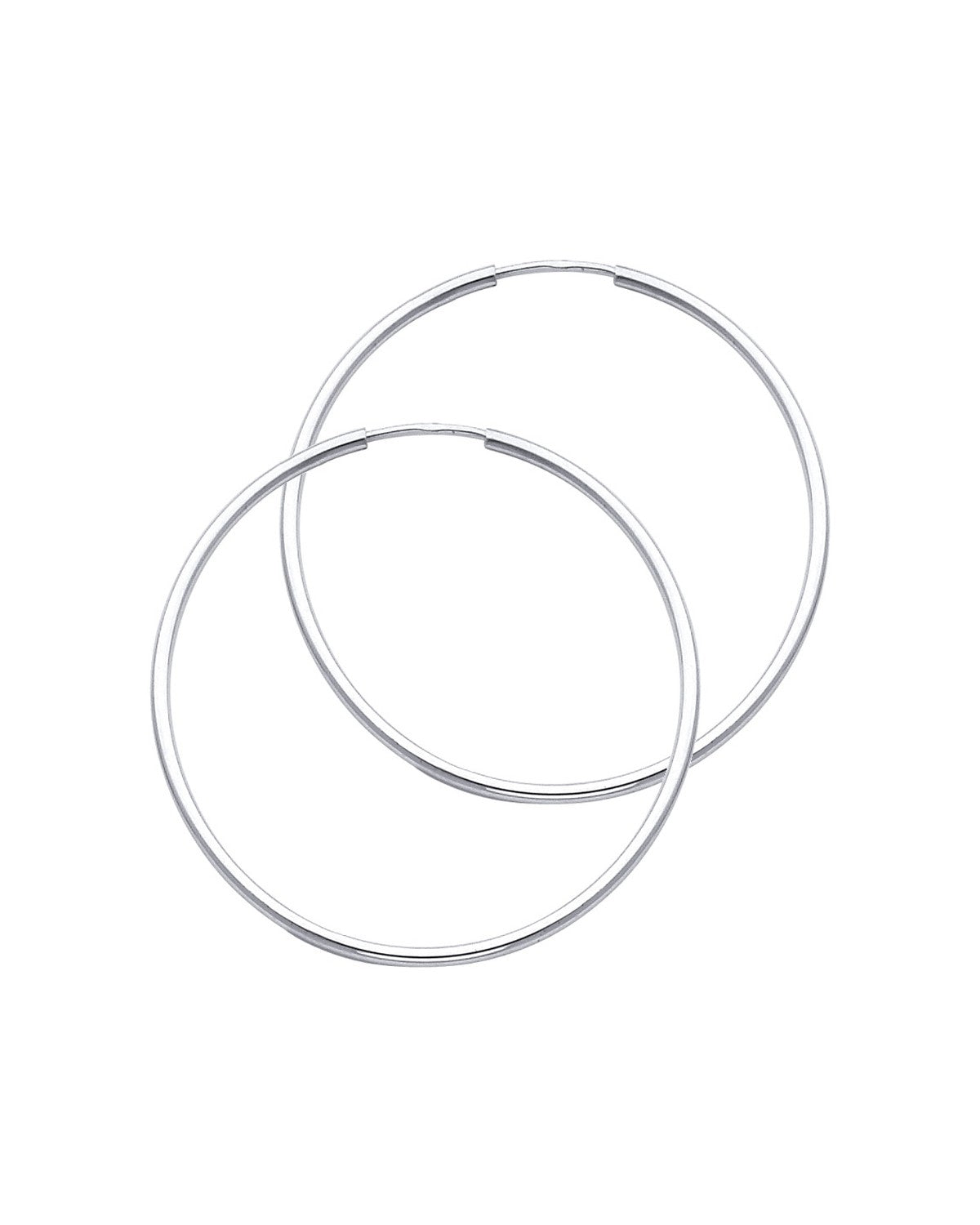 14K Yellow Gold 1.5mm Round Tube Polished Endless Hoop Earrings (35mm) (ER-0119W)
