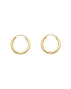 14K Yellow Gold 2mm Round Tube Polished Endless Hoop Earrings (15mm) (ER-0133)