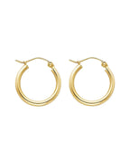 14K Yellow Gold 2mm Round Tube Polished Hoop Earrings (17mm) (ER-0141)