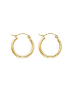 14K Yellow Gold 2mm Round Tube Polished Hoop Earrings (17mm) (ER-0141)