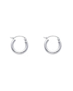 14K White Gold 2mm Round Tube Polished Hoop Earrings (12mm) (ER-0143W)
