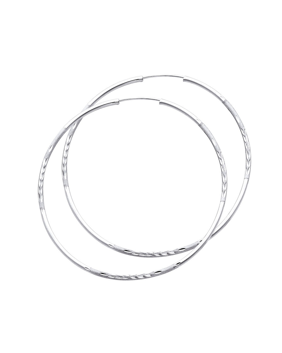 14K White Gold 1.5mm Budded DC Endless Hoop Earrings (55mm) (ER-0144W)