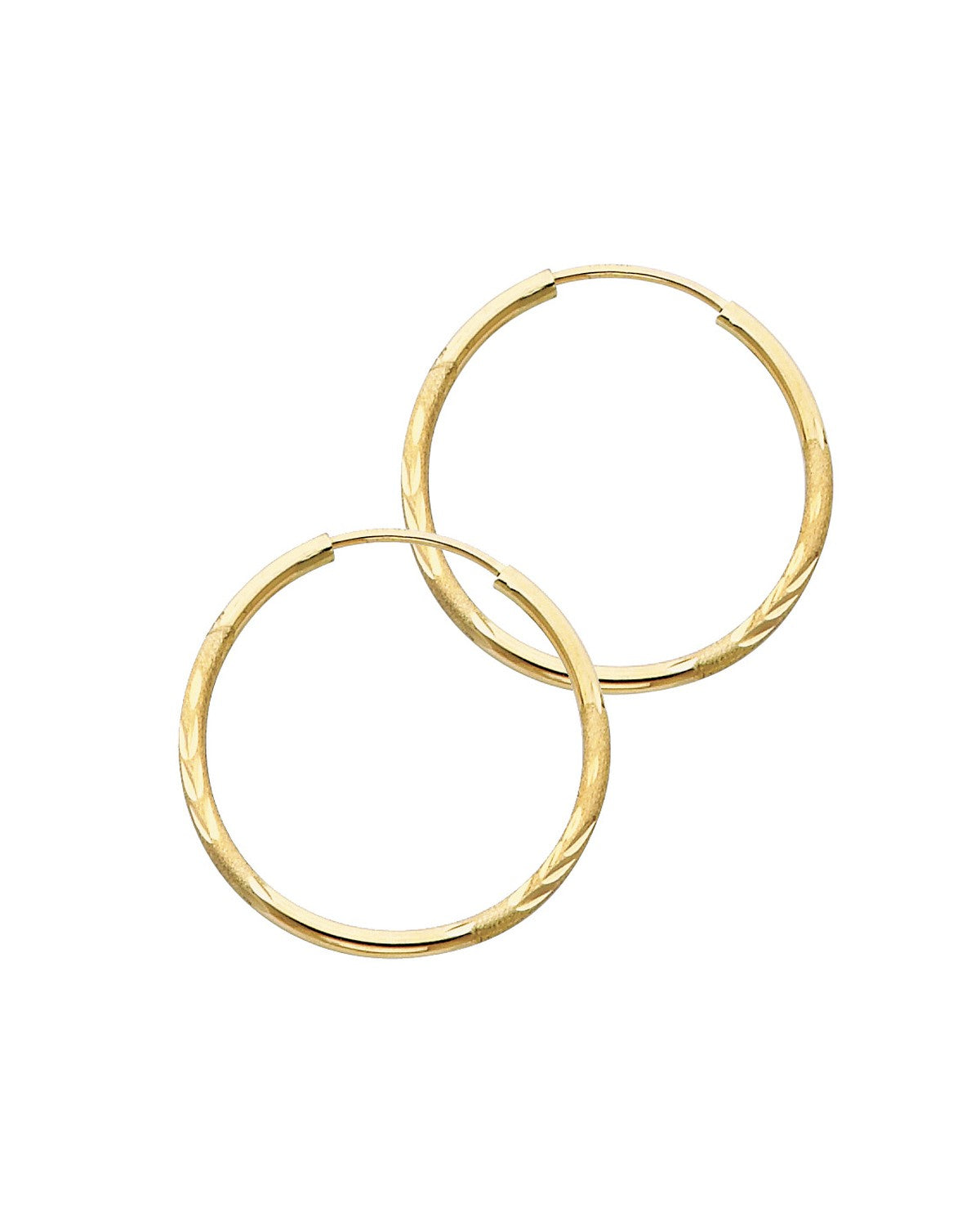 14K Yellow Gold 1.5mm Budded DC Endless Hoop Earrings (23mm) (ER-0148)