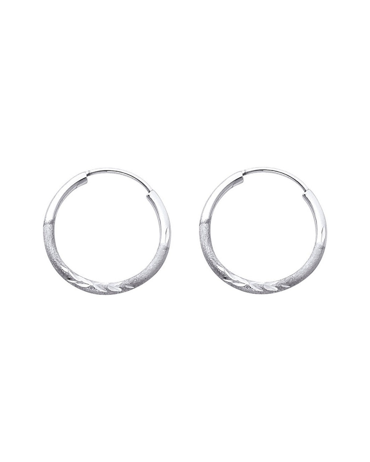14K White Gold 1.5mm Budded DC Endless Hoop Earrings (16mm) (ER-0150W)