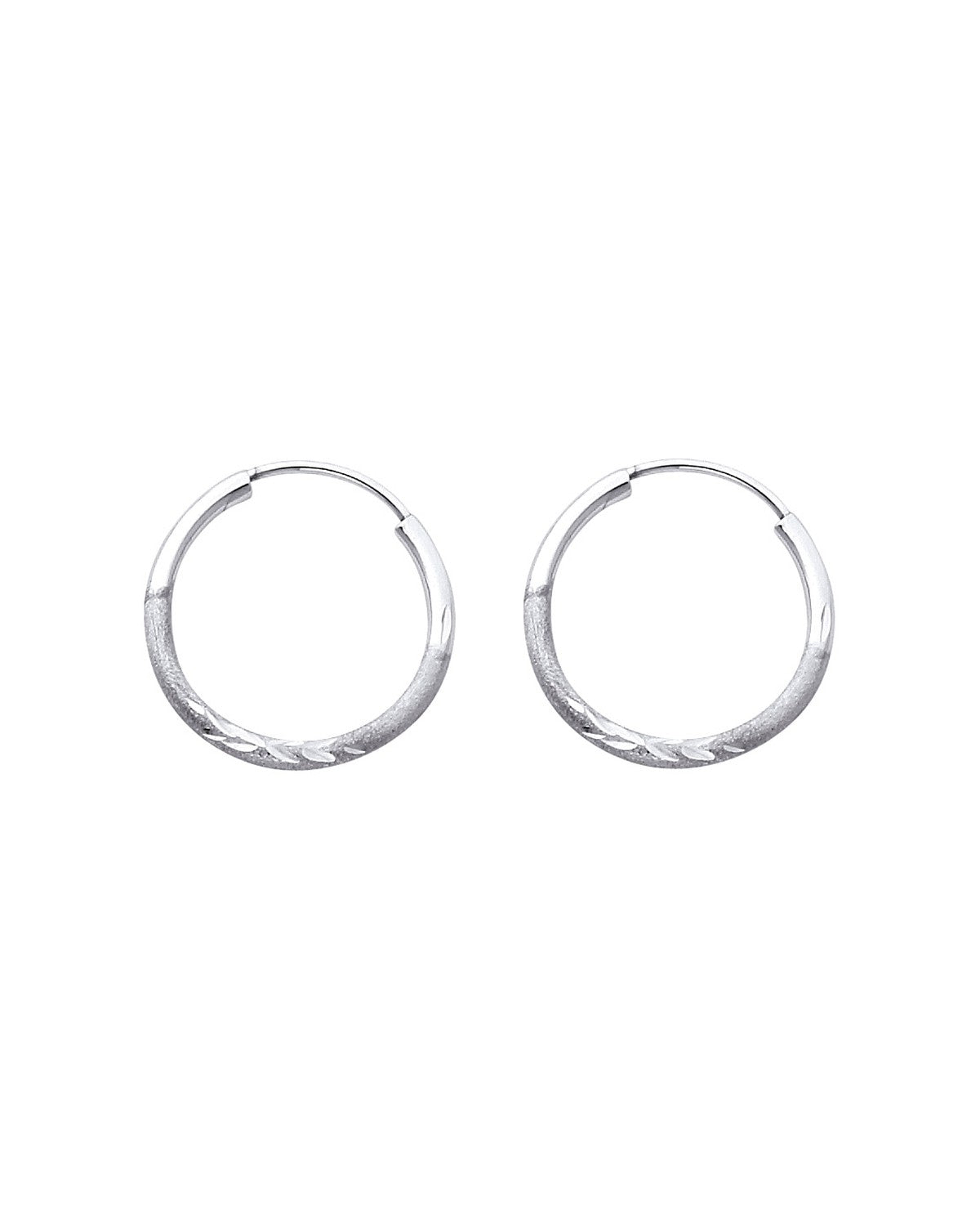 14K White Gold 1.5mm Budded DC Endless Hoop Earrings (16mm) (ER-0150W)