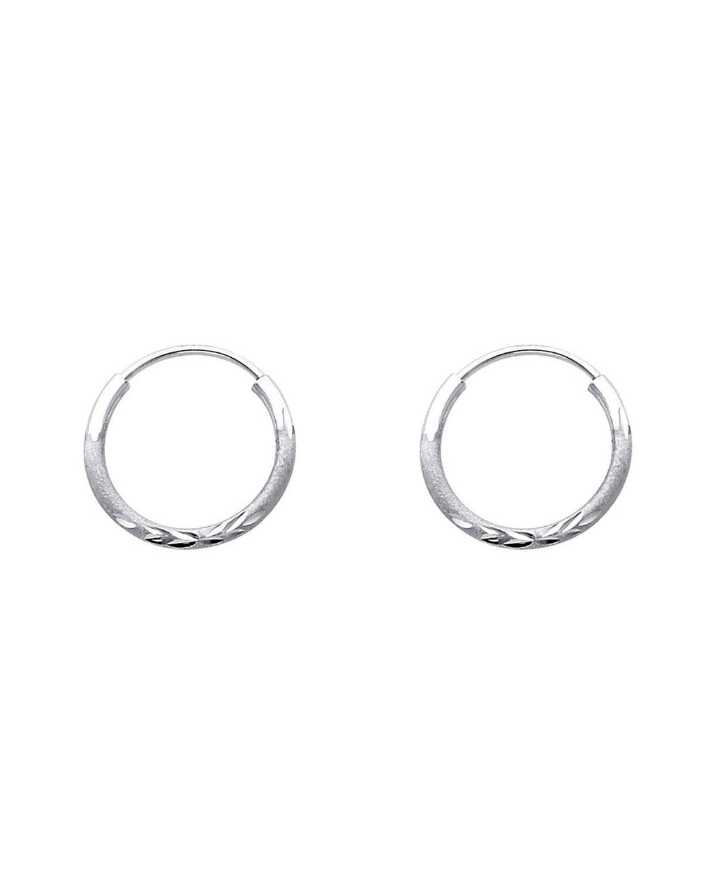 14K White Gold 1.5mm Budded DC Endless Hoop Earrings (14mm) (ER-0151W)