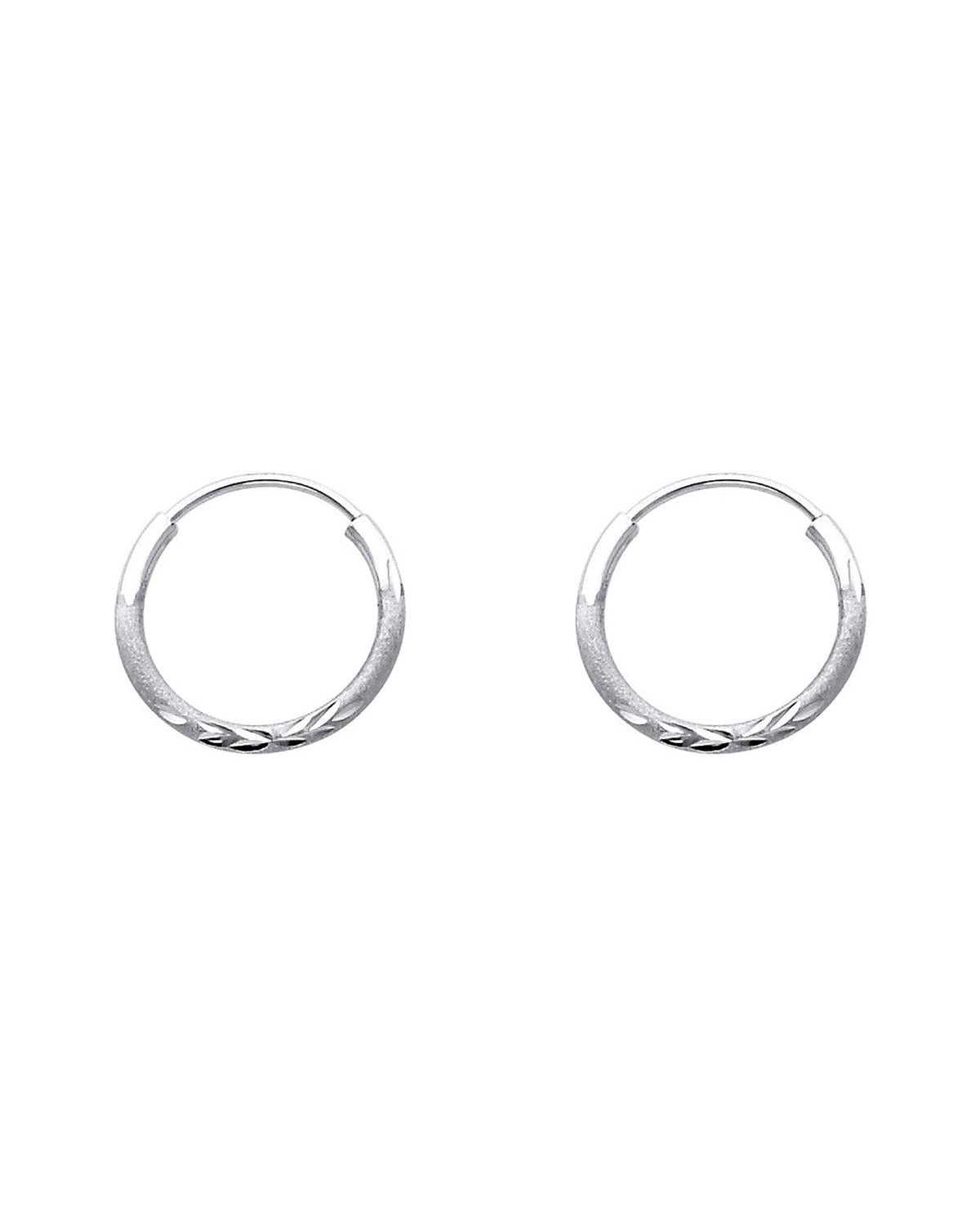 14K White Gold 1.5mm Budded DC Endless Hoop Earrings (14mm) (ER-0151W)