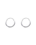 14K White Gold 1.5mm Budded DC Endless Hoop Earrings (14mm) (ER-0151W)