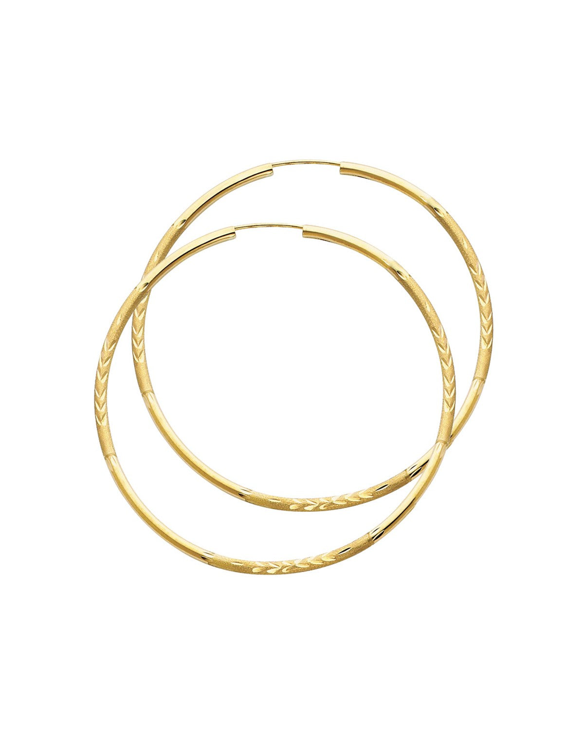 14K Yellow Gold 2mm Budded DC Endless Hoop Earrings (50mm) (ER-0153)