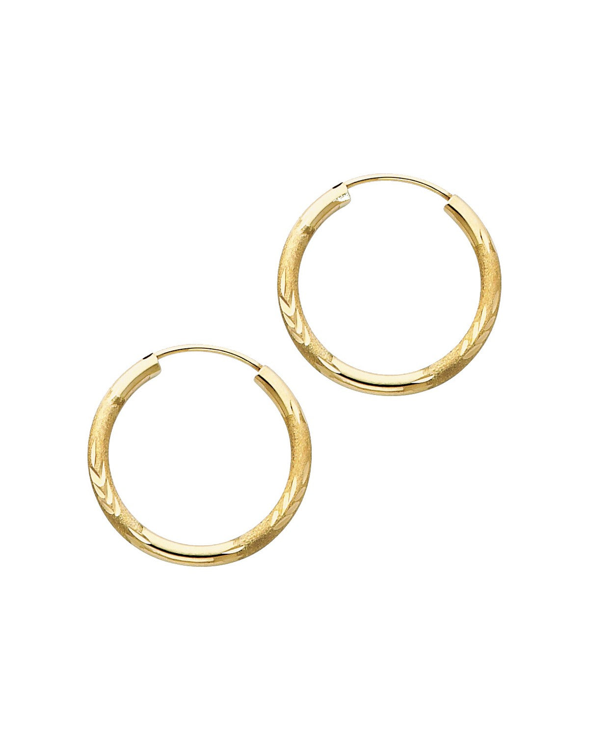 14K Yellow Gold 2mm Budded DC Endless Hoop Earrings (20mm) (ER-0157)