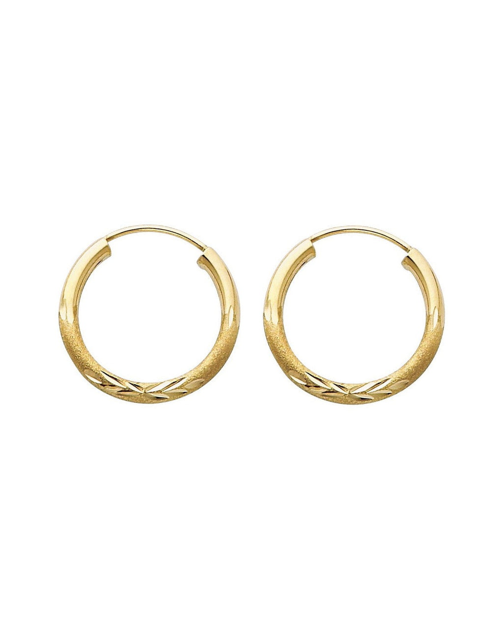 14K Yellow Gold 2mm Budded DC Endless Hoop Earrings (17mm) (ER-0158)