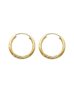 14K Yellow Gold 2mm Budded DC Endless Hoop Earrings (17mm) (ER-0158)