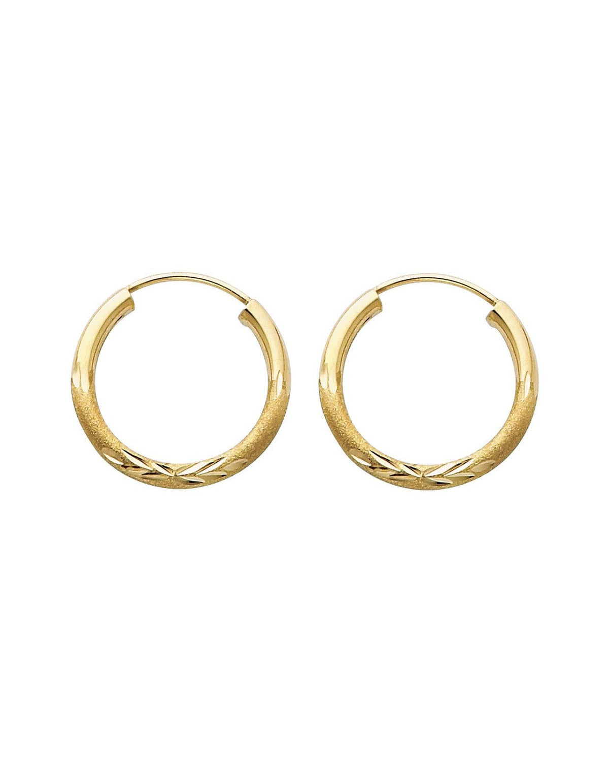 14K Yellow Gold 2mm Budded DC Endless Hoop Earrings (17mm) (ER-0158)
