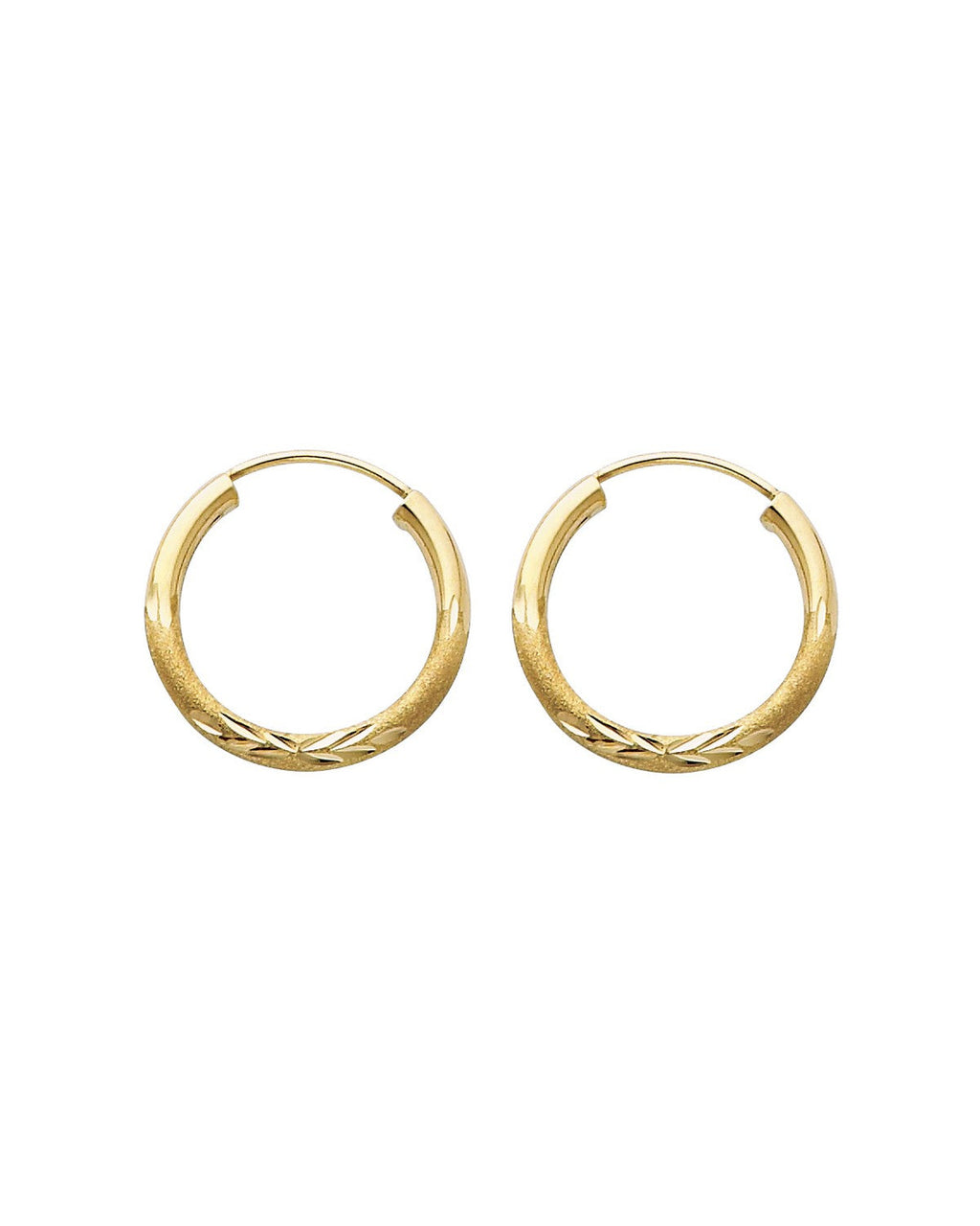 14K Yellow Gold 2mm Budded DC Endless Hoop Earrings (17mm) (ER-0158)