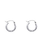 14K White Gold 2mm Budded DC Round Tube Hoop Earrings (12mm) (ER-0169W)