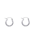 14K White Gold 2mm Budded DC Round Tube Hoop Earrings (12mm) (ER-0169W)