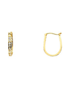 14K Yellow Gold Channel Round CZ U Shape Earrings (12 x 15mm) (ER-0215)
