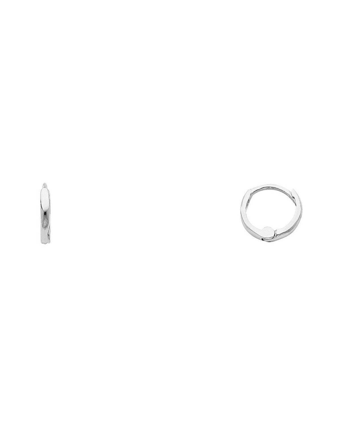 14K White Gold Small Plain Huggies Earrings (ER-0217W)