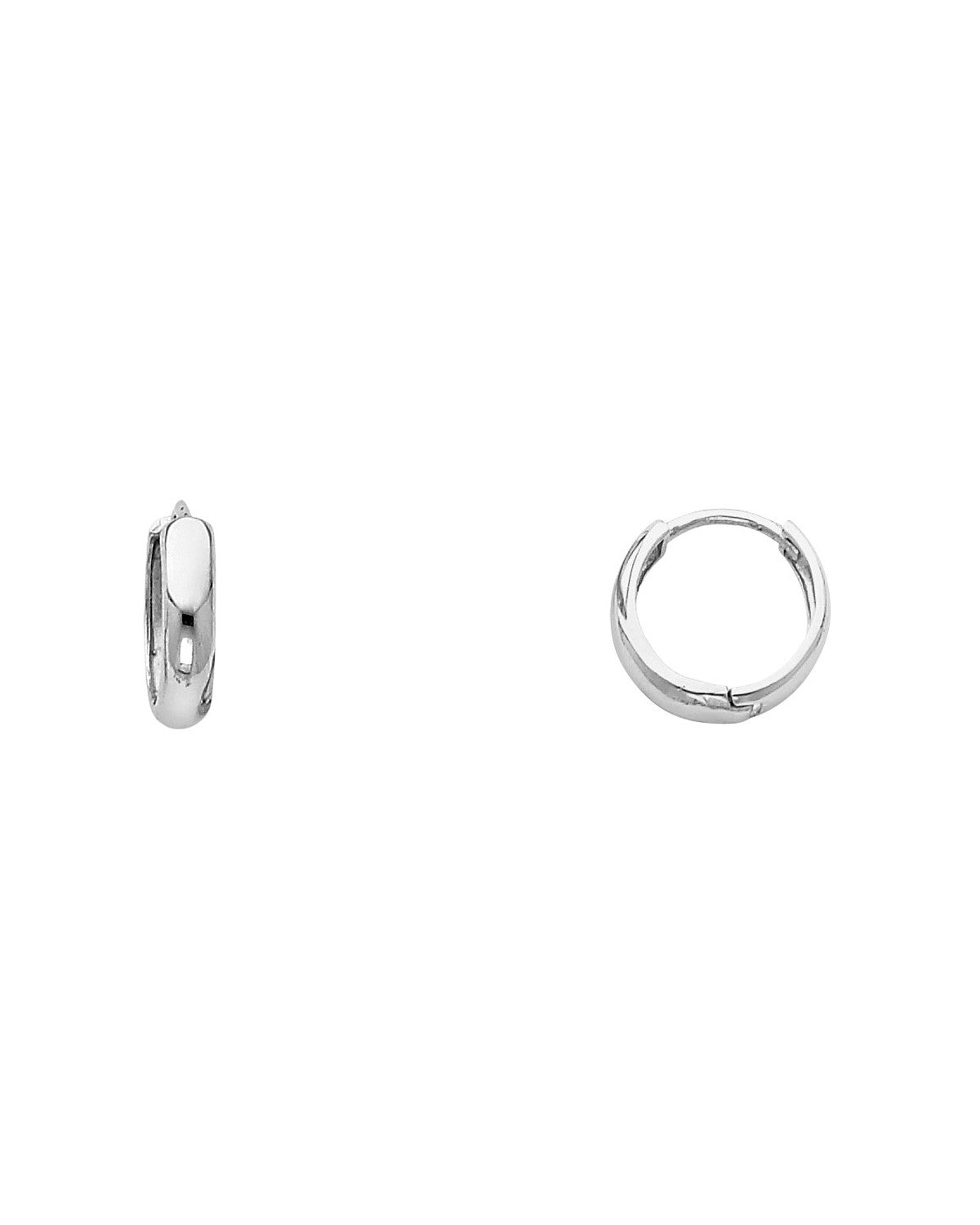 14K White Gold Small Plain Huggies Earrings (ER-0219W)