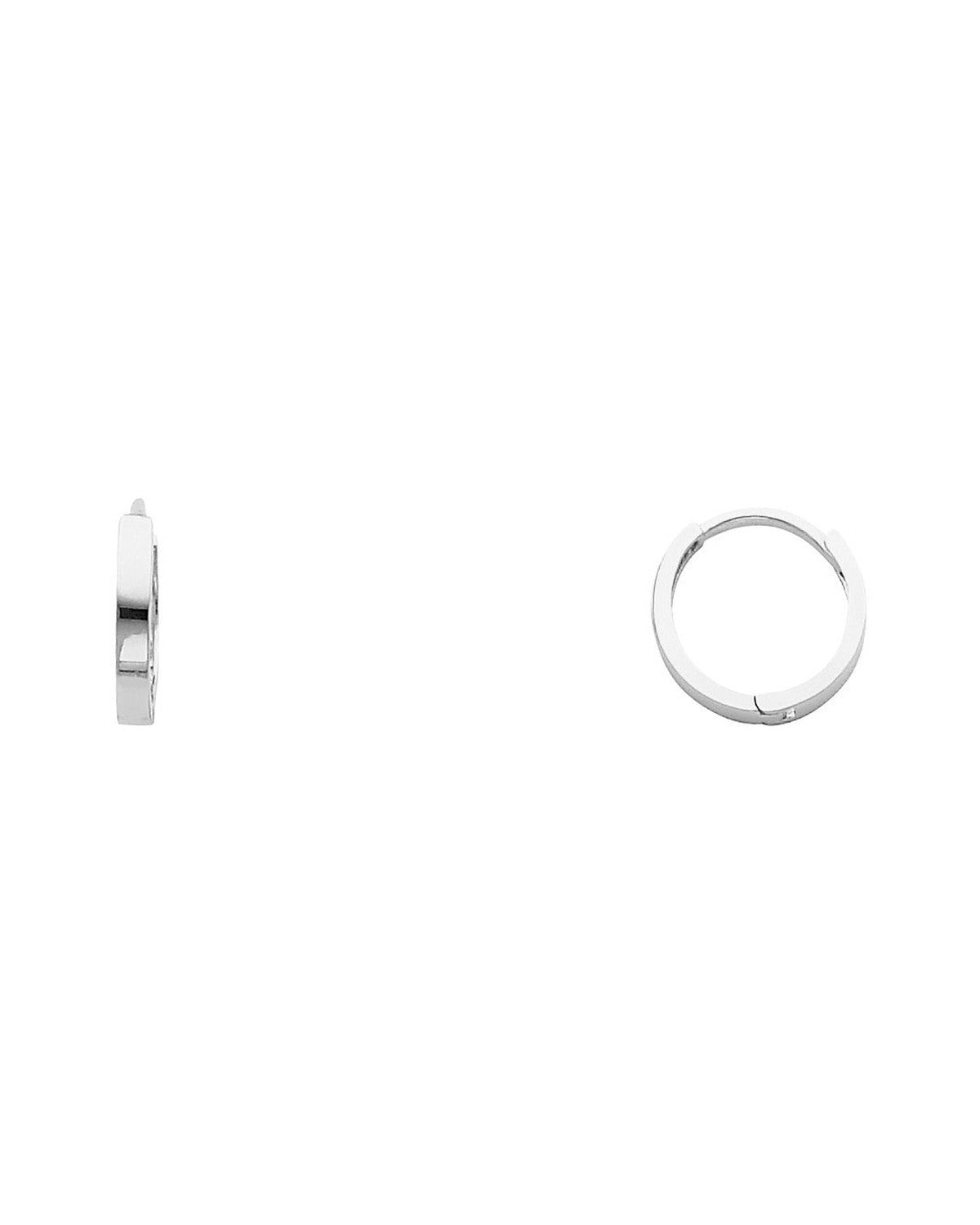 14K White Gold Small Plain Huggies Earrings (ER-0220W)