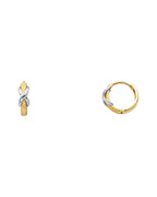 14K Two-Tone Gold 2T Design Plain Huggies Earrings (ER-0222)