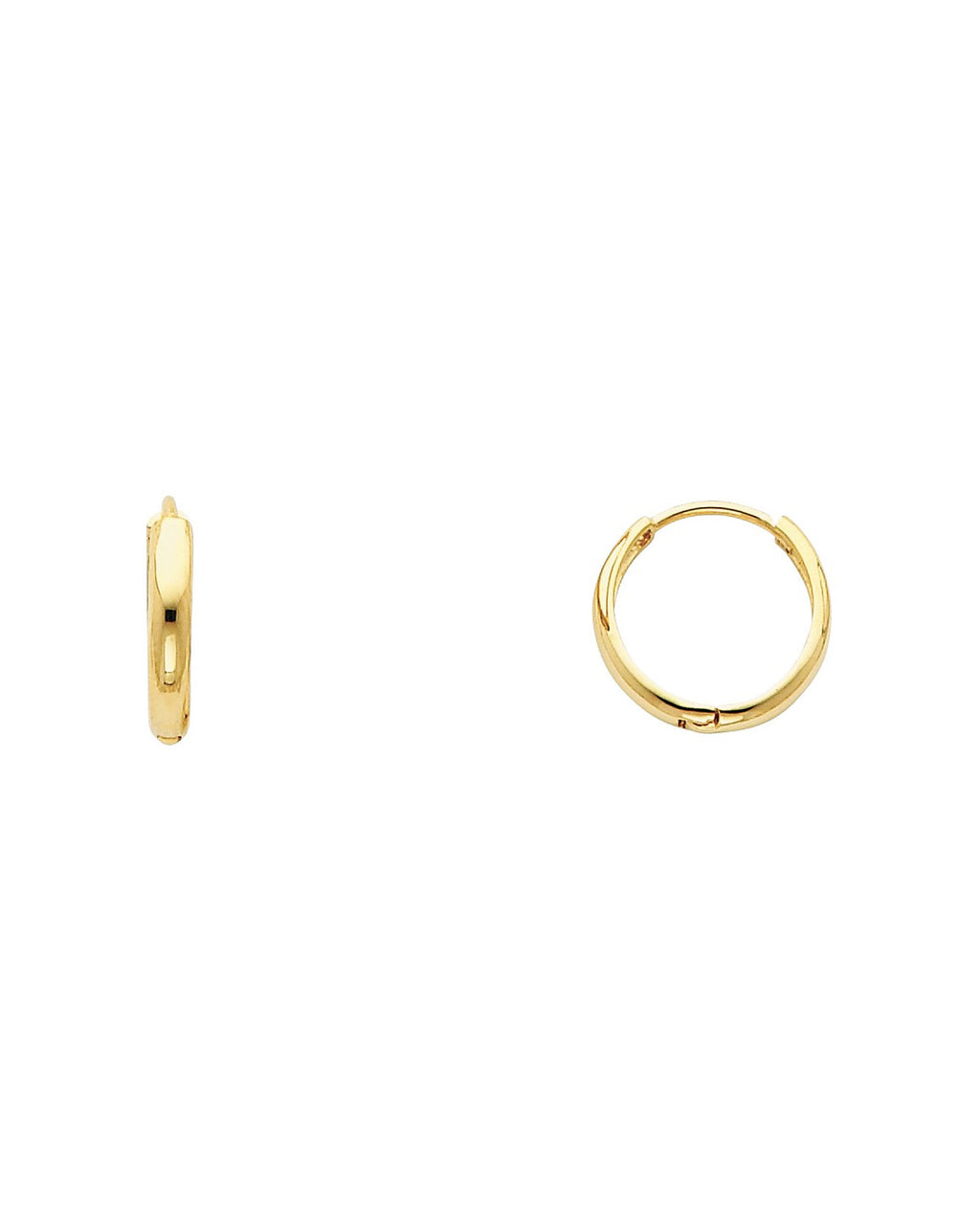 14K Yellow Gold Plain Huggies Earrings (ER-0225)