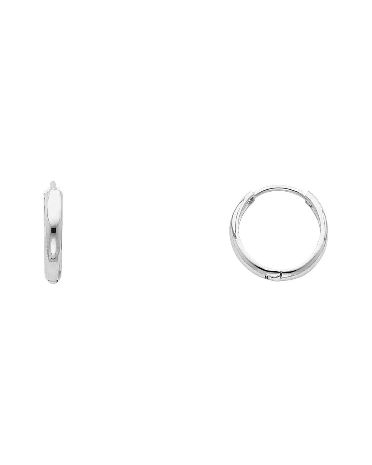 14K White Gold Plain Huggies Earrings (ER-0225W)