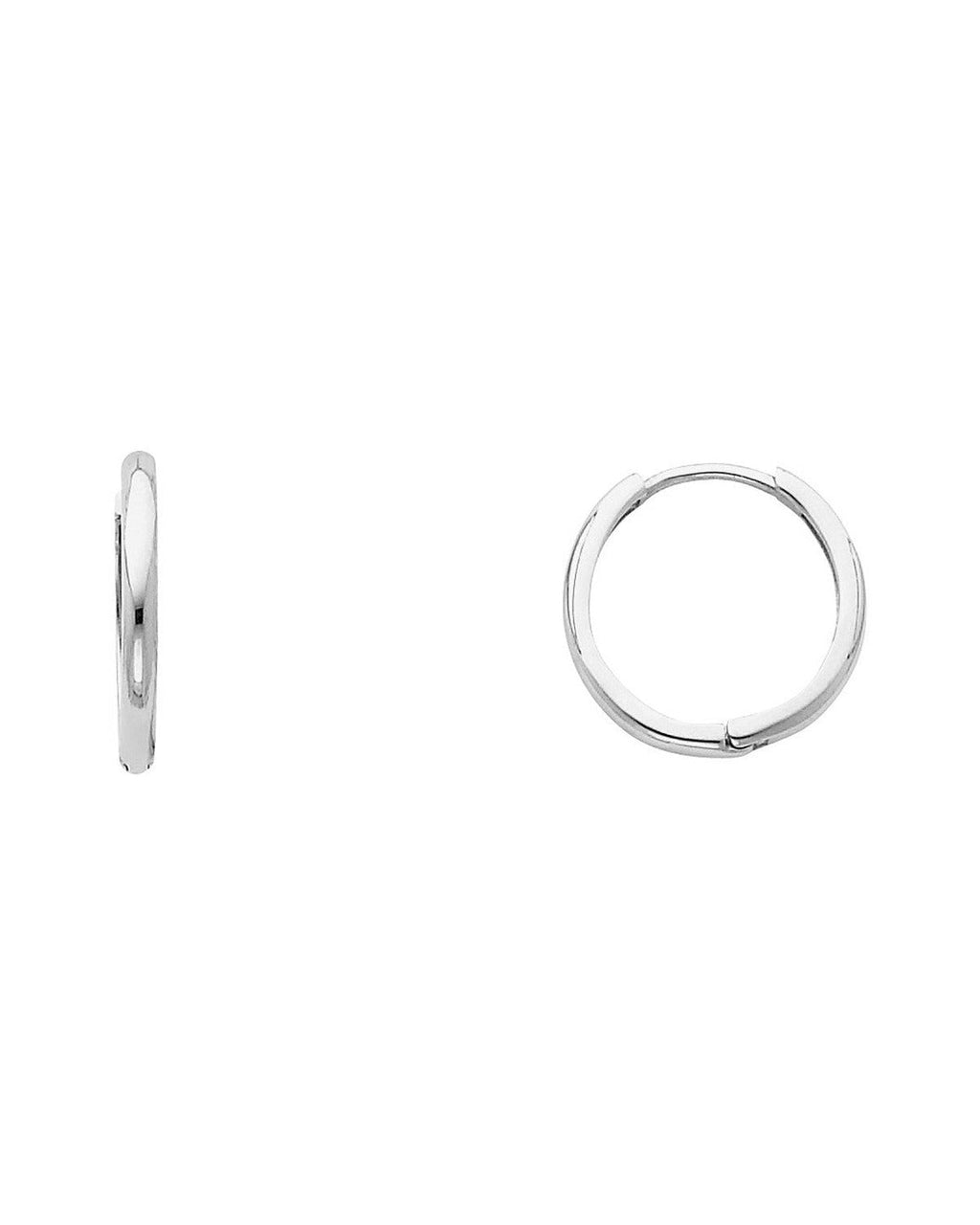 14K White Gold Plain Huggies Earrings (ER-0226W)