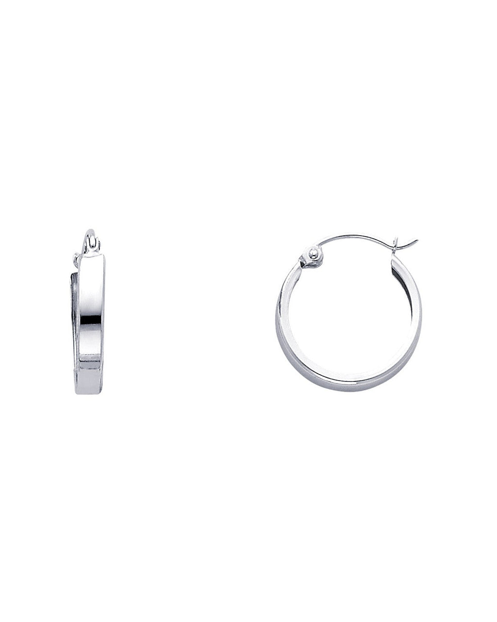 14K White Gold Plain Huggies Earrings (ER-0229W)