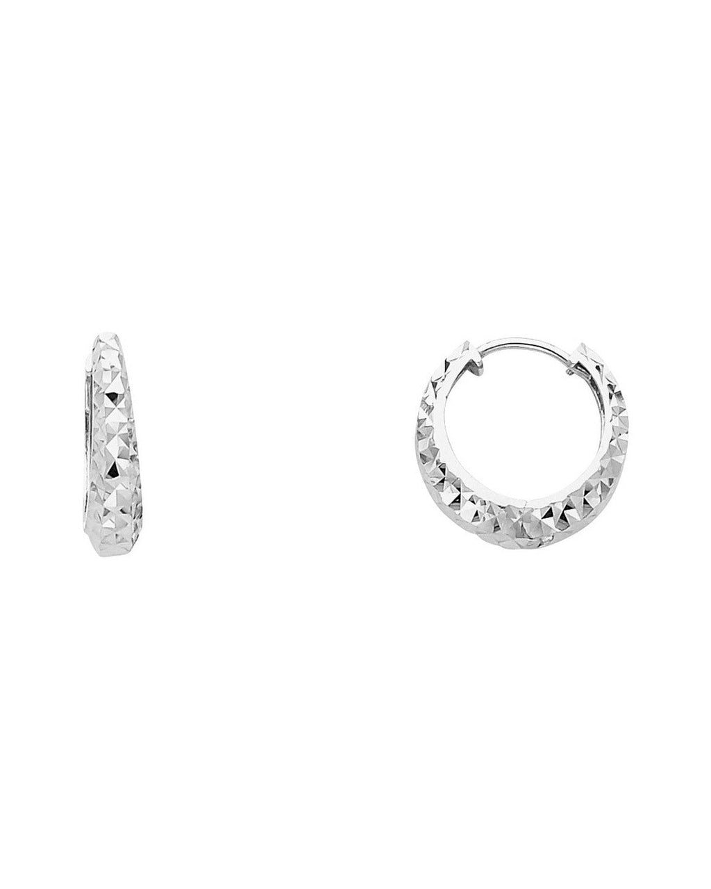 14K White Gold DC Huggies Earrings (ER-0232W)