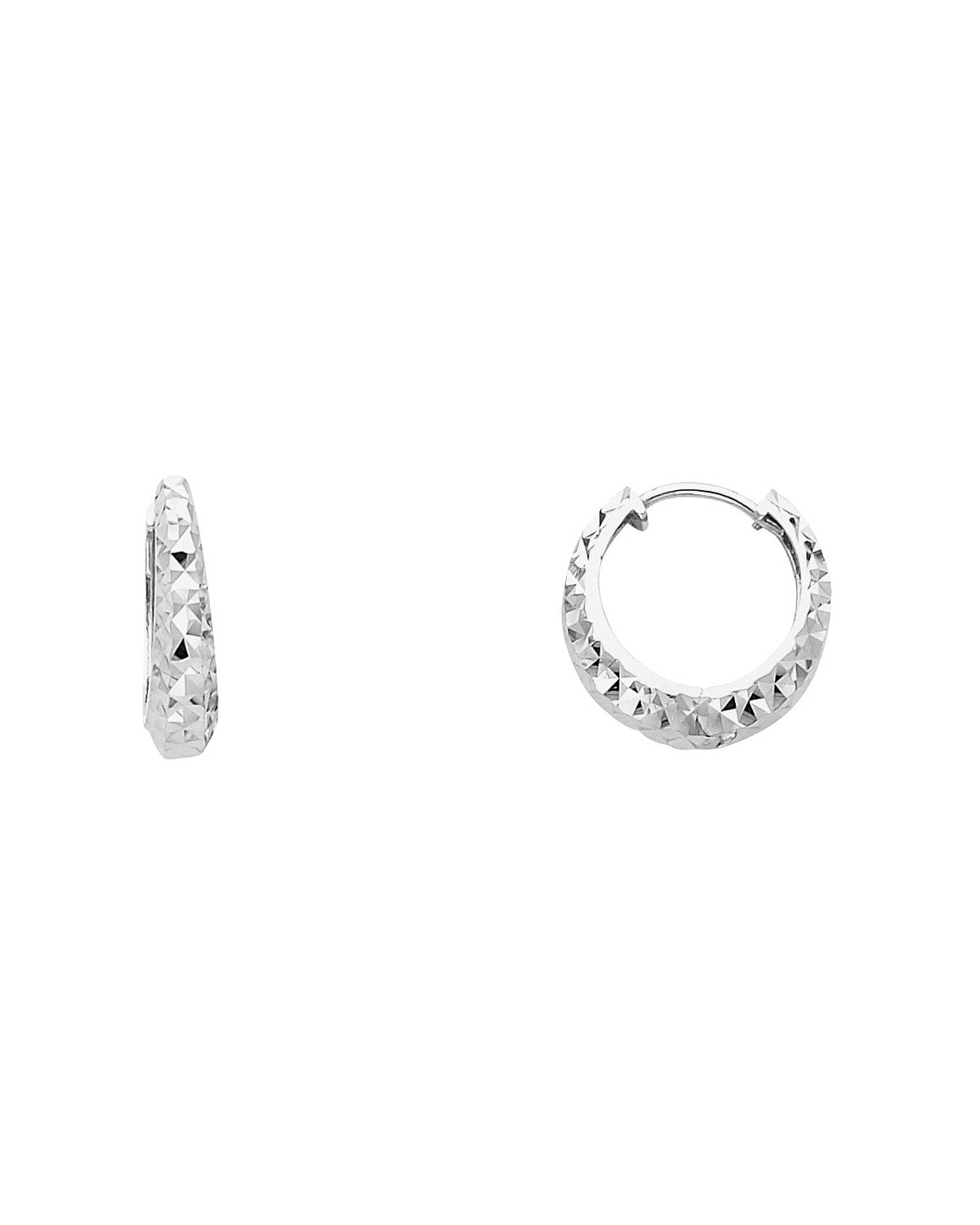 14K White Gold DC Huggies Earrings (ER-0232W)