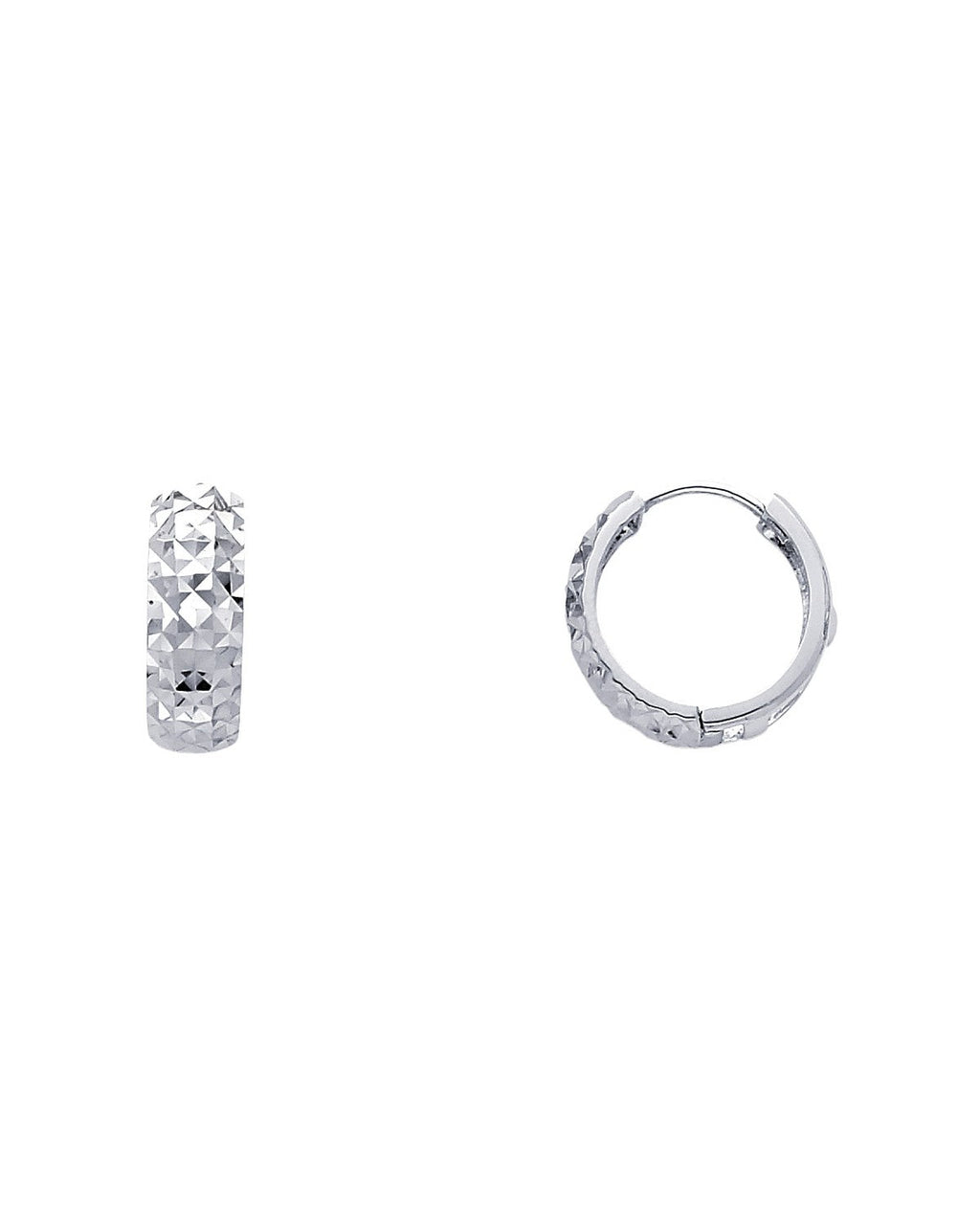 14K White Gold DC Huggies Earrings (ER-0234W)
