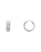 14K White Gold DC Huggies Earrings (ER-0234W)