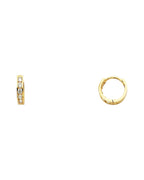 14K Yellow Gold CZ Huggies Earrings (ER-0236)